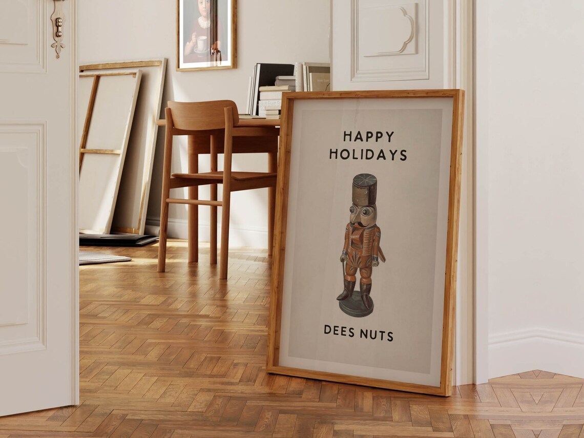 Fun Holiday Kitchen Wall Decor, Vintage Christmas Poster