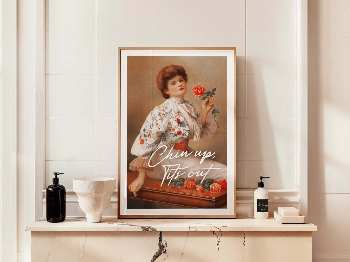 Funny Woman's Bathroom Vintage Toilet Humor Poster - Image 2