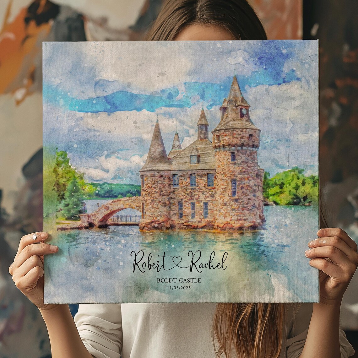Wedding Venue Watercolor, Personalized Couple Gift