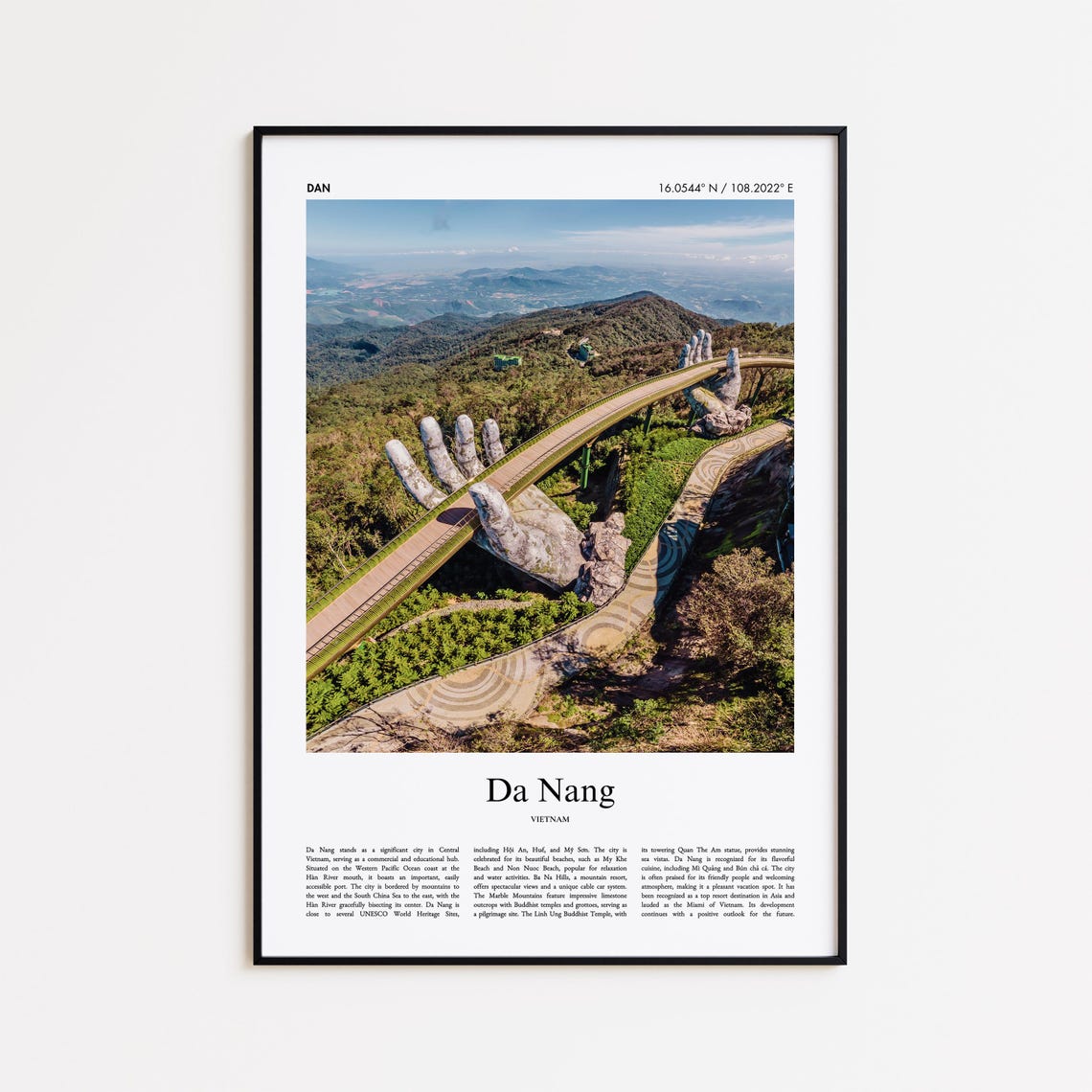 Da Nang Vietnam Golden Bridge Giant Hands Ba Na Hills Landmark Poster