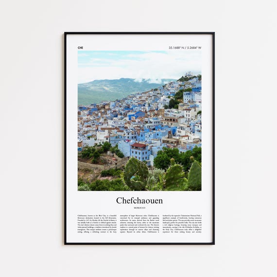 Chefchaouen Color Print Real Photo Poster Travel Gift Morocco Minimal City