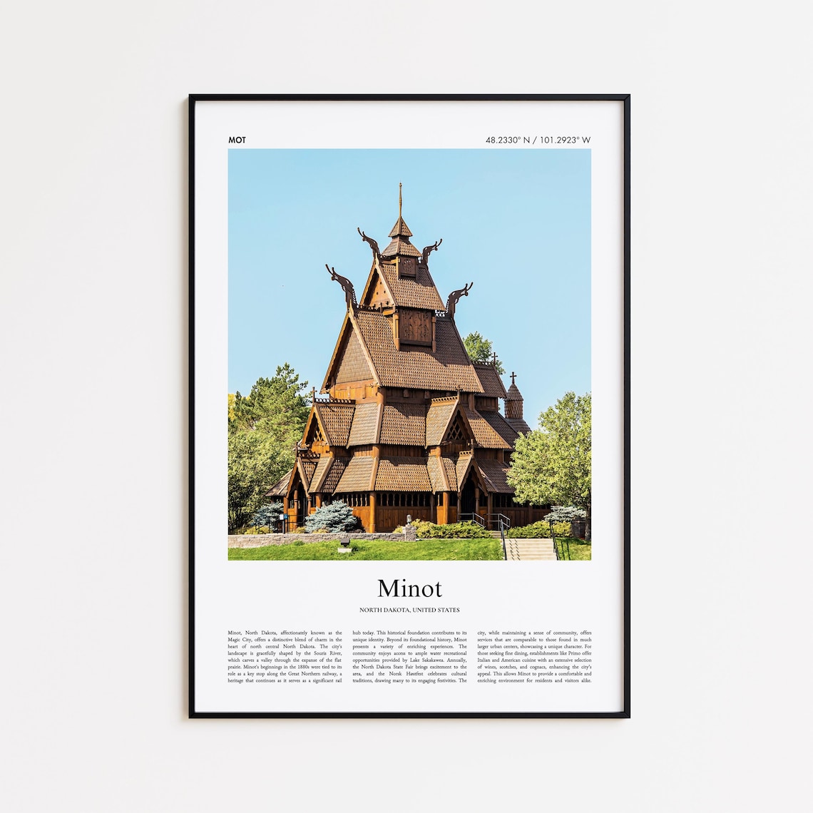 Minot Color Print Real Photo Poster Travel Gift North Dakota United States Usa Minimal City