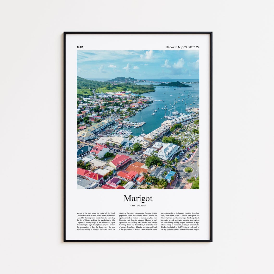 Marigot Saint Martin Aerial Harbor View With Yachts Travel Poster