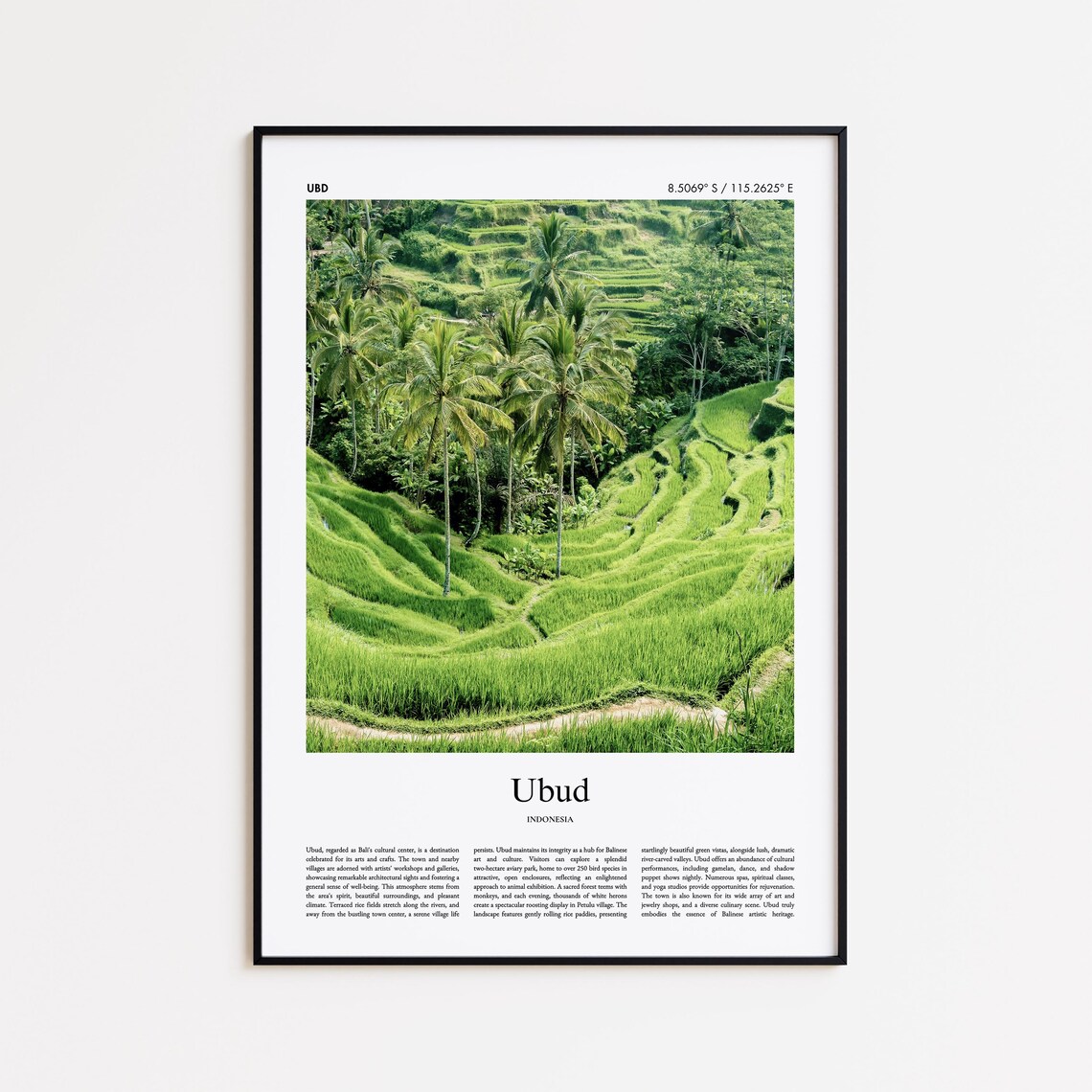 Ubud Bali Indonesia Emerald Rice Terrace Jungle Photo Poster