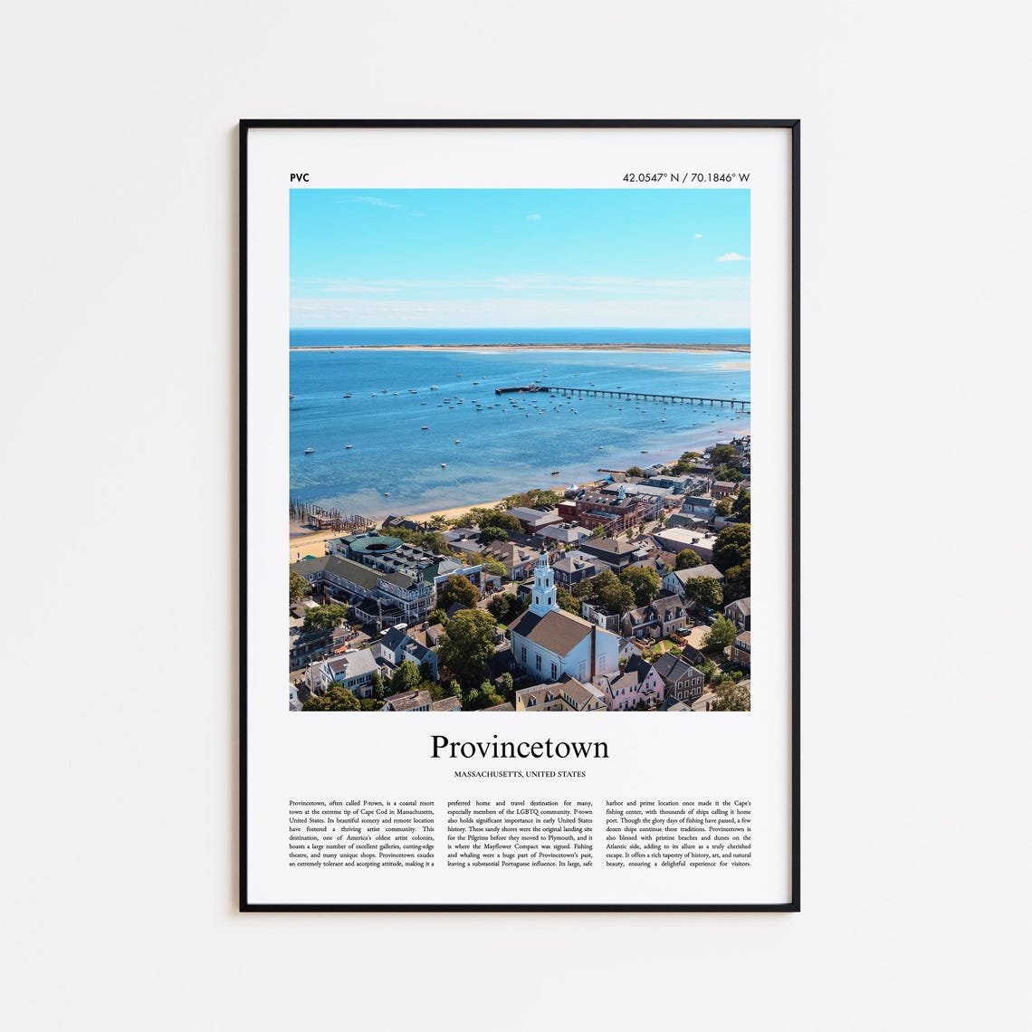 Provincetown Massachusetts Cape Cod Harbor Aerial Photo Travel Poster