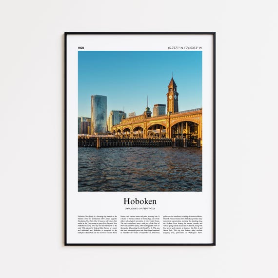Hoboken Color Print Real Photo Poster Travel Gift New Jersey United States Usa Minimal City