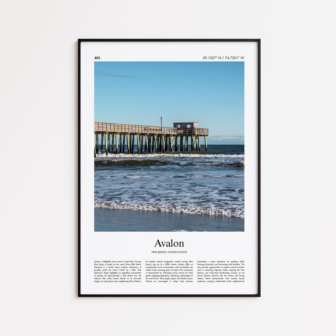 Avalon New Jersey Fishing Pier Sunset Ocean Wave Photo Travel Poster
