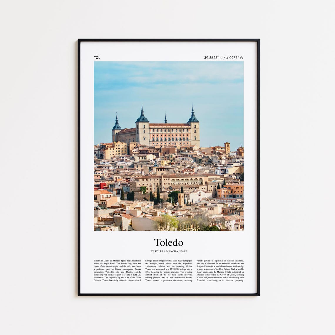 Toledo Spain Alcazar Hilltop Old Town Historic Castle City Poster