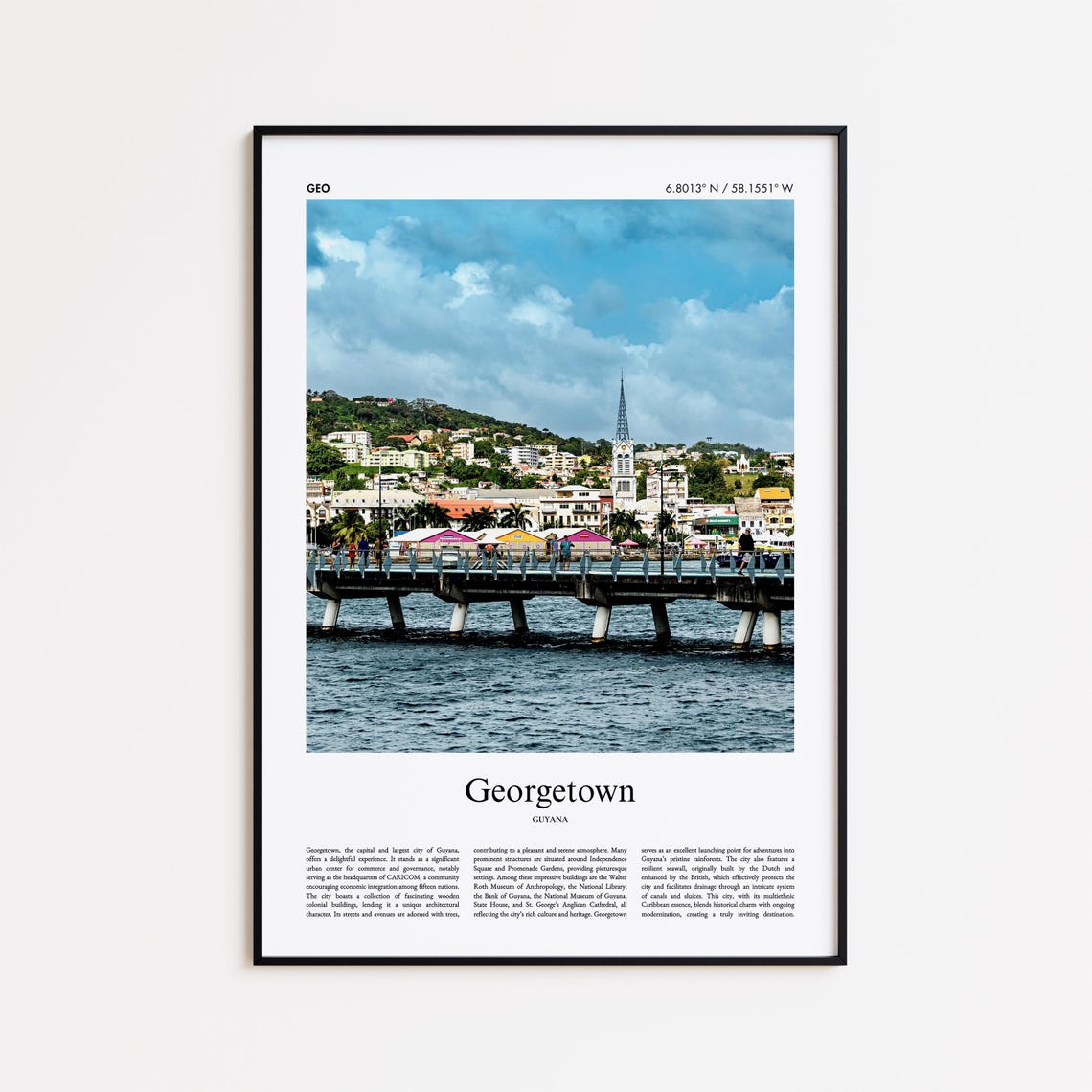 Georgetown Guyana Colorful Waterfront Pier Scene Real Photo Poster