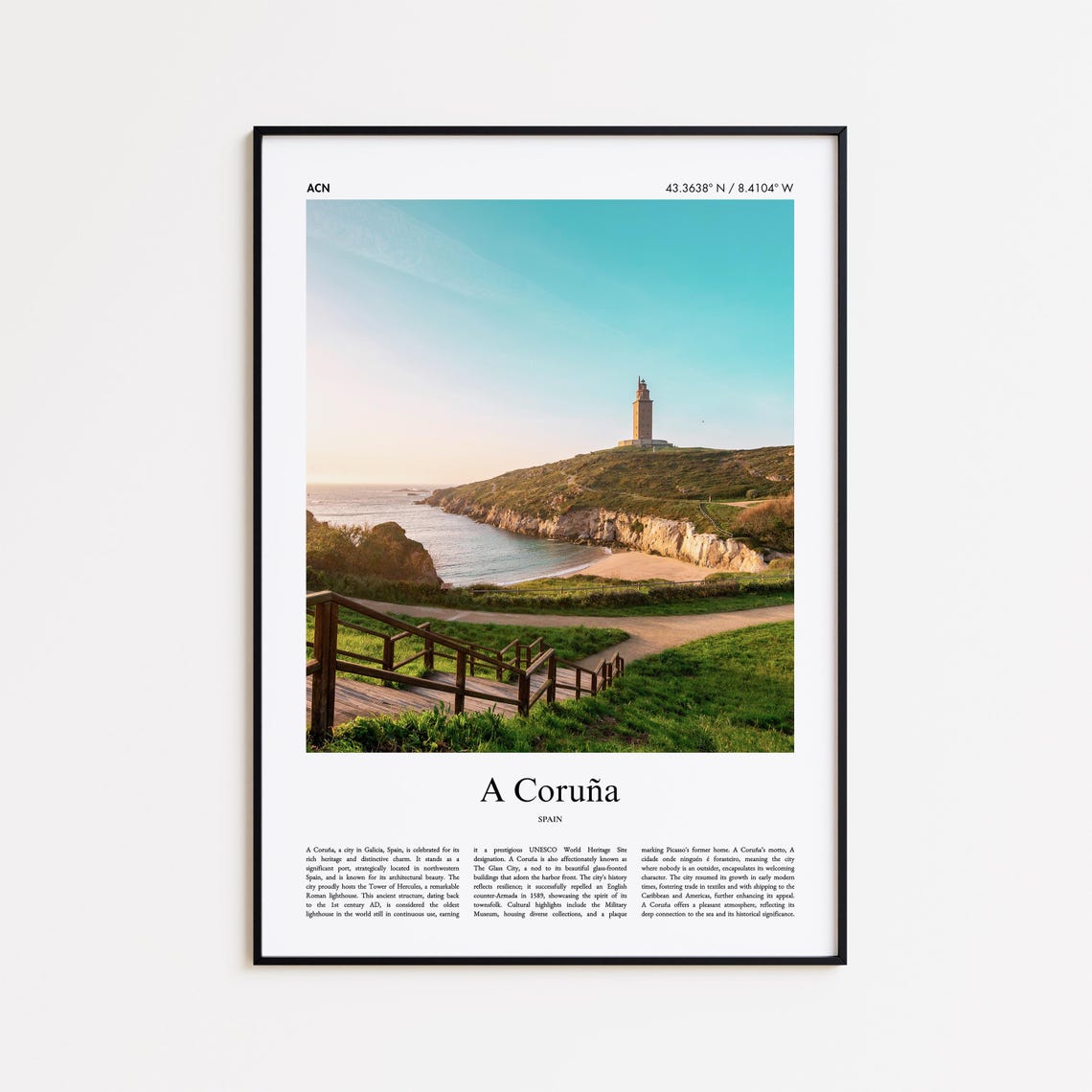 A Coruna Spain Tower of Hercules Lighthouse Coast Cliff Poster