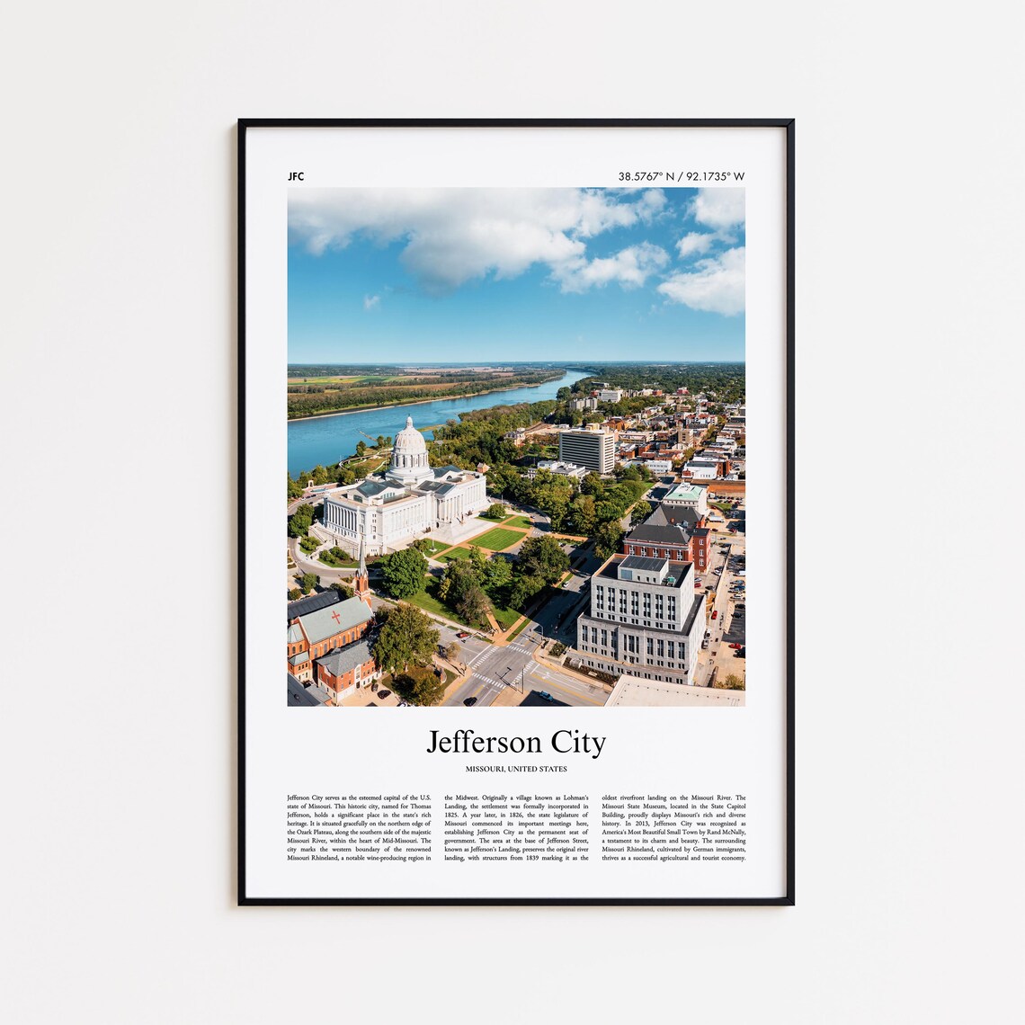 Jefferson City Travel Poster, Missouri United States