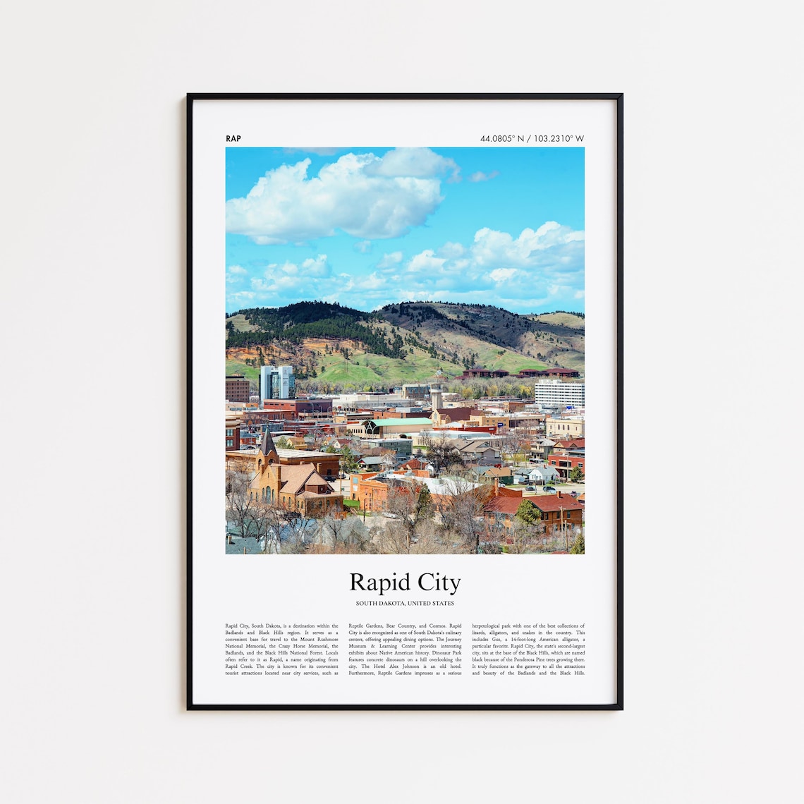 Rapid City South Dakota Hills Scenic City View Photo Travel Poster