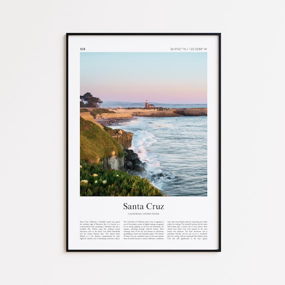 Santa Cruz California Coast Lighthouse Sunset Beach Photo Poster