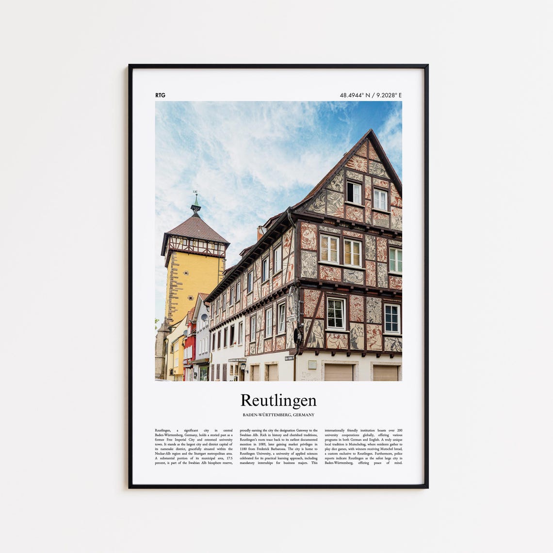 Reutlingen Germany Half Timbered Old Town Photo Keepsake Poster