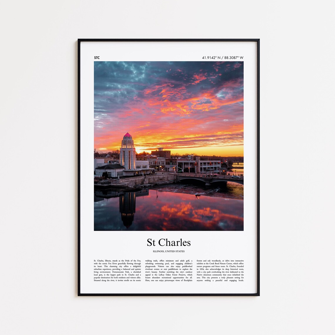 St Charles Travel Poster, Illinois United States