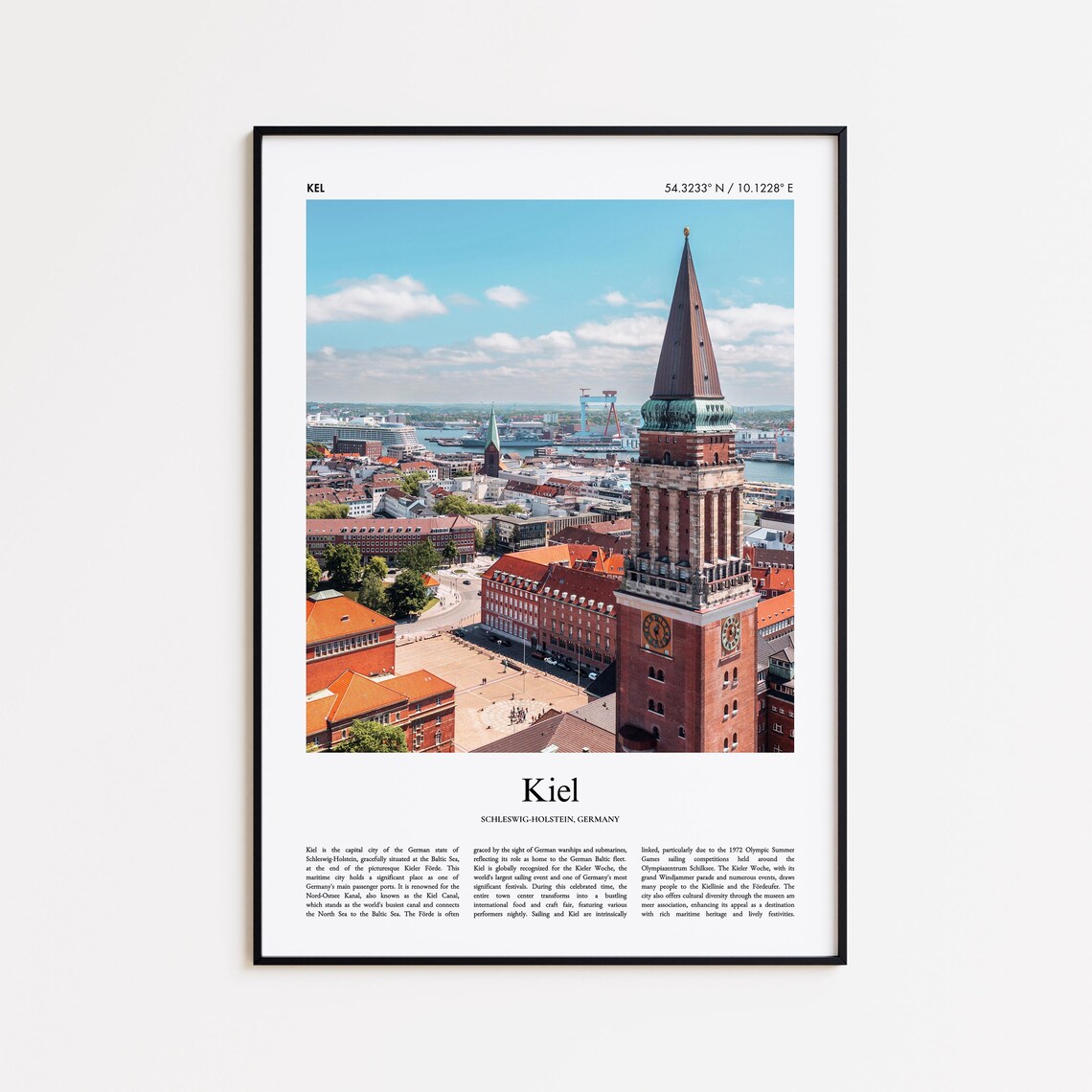 Kiel Germany Harbor Church Spire Aerial City View Photo Poster