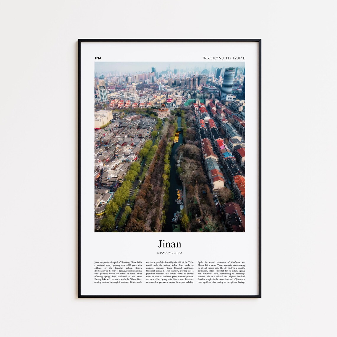 Jinan China Old Town Canal Aerial Cityscape Photo Travel Poster