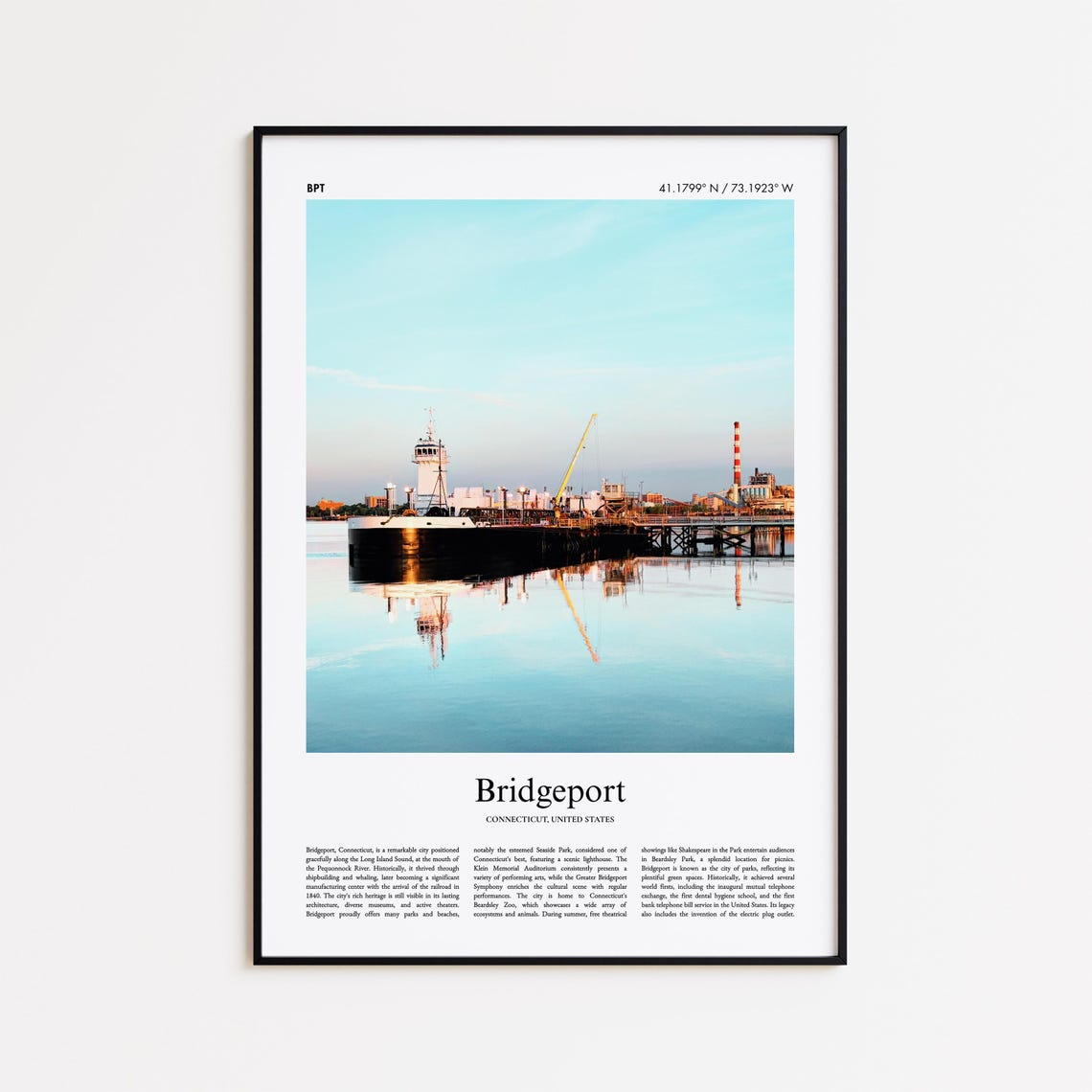 Bridgeport Connecticut Harbor Ship Dock Waterfront Photo Poster