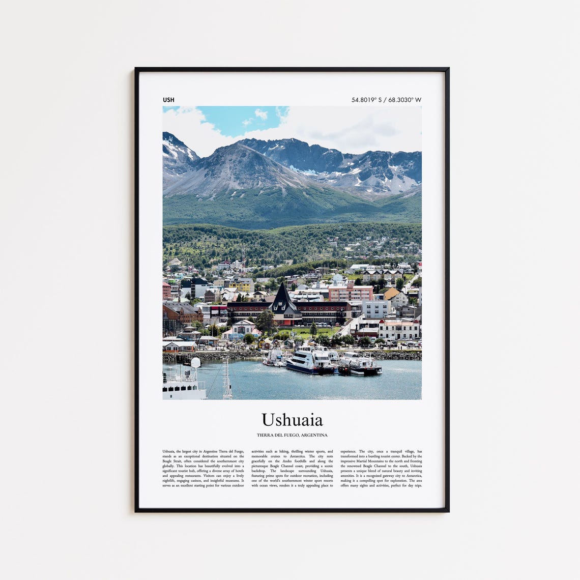Ushuaia Color Print Real Photo Poster Travel Gift Tierra Del Fuego Argentina Minimal City