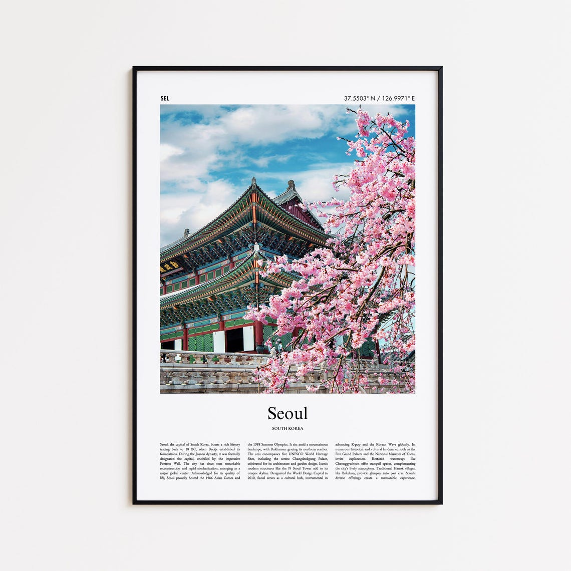 Seoul South Korea Palace Cherry Blossom Spring Landmark Photo Poster