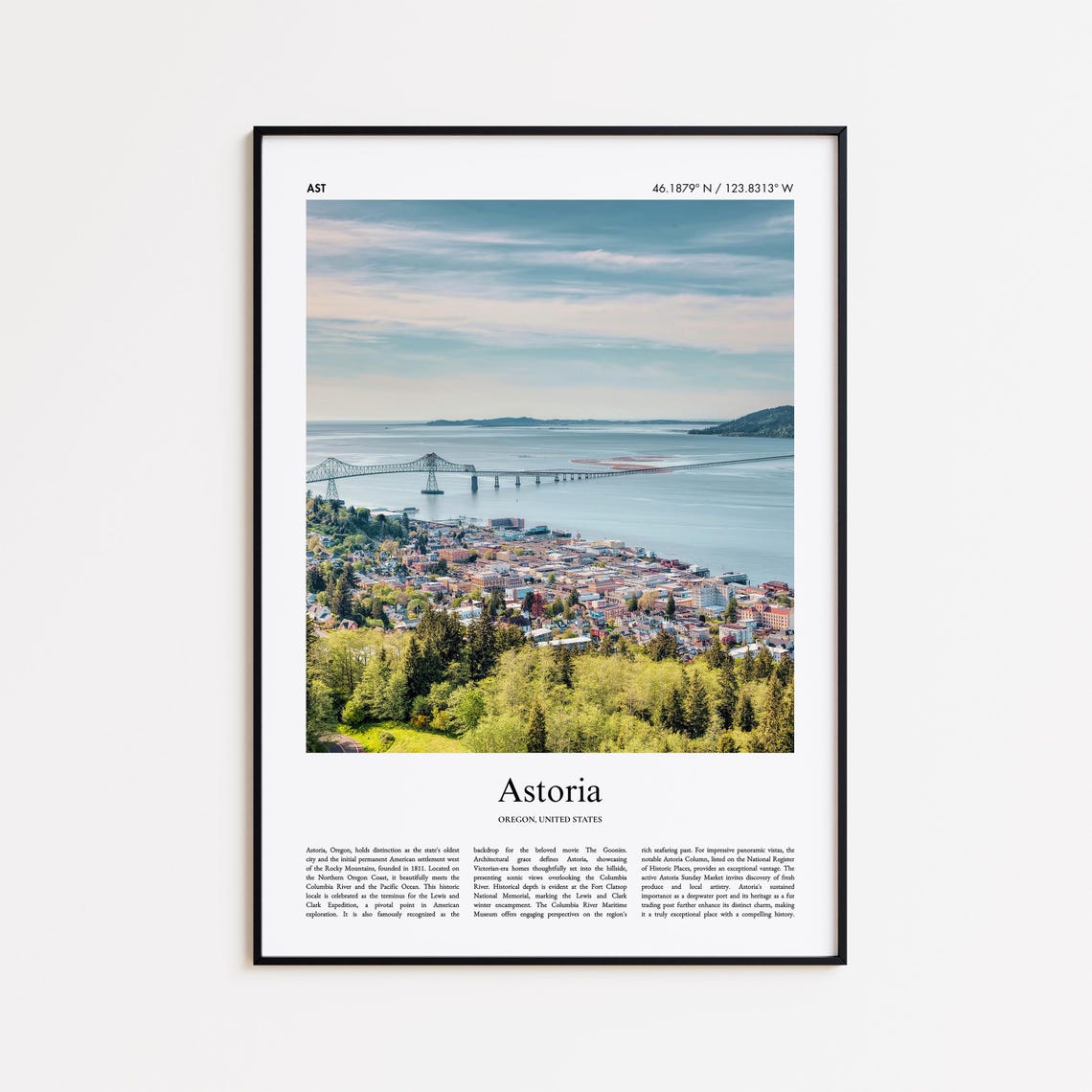 Astoria Oregon Columbia River Bridge Scenic Photo Travel Poster