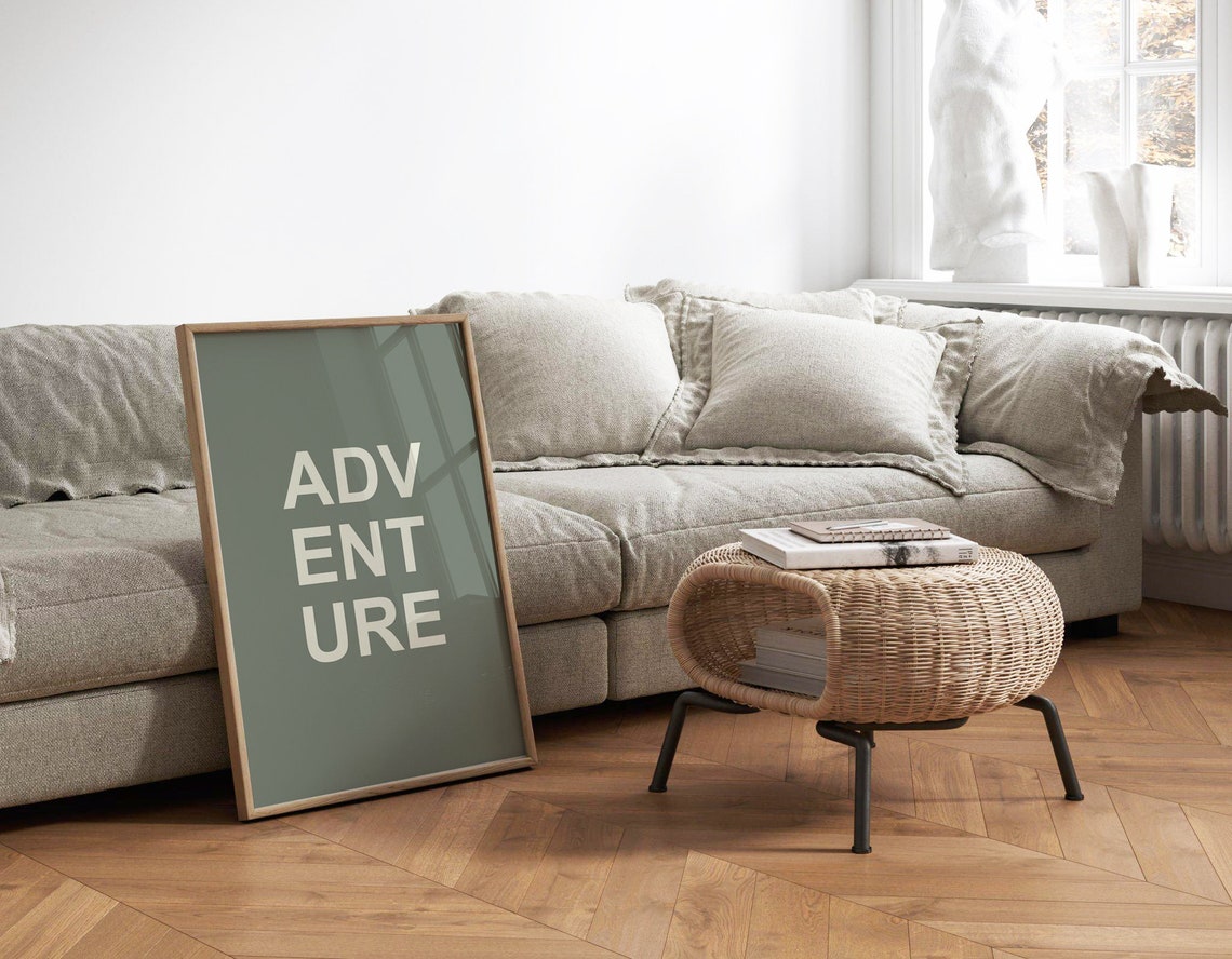 Adventure Typography Sage Green Minimalist Inspirational Quote Poster