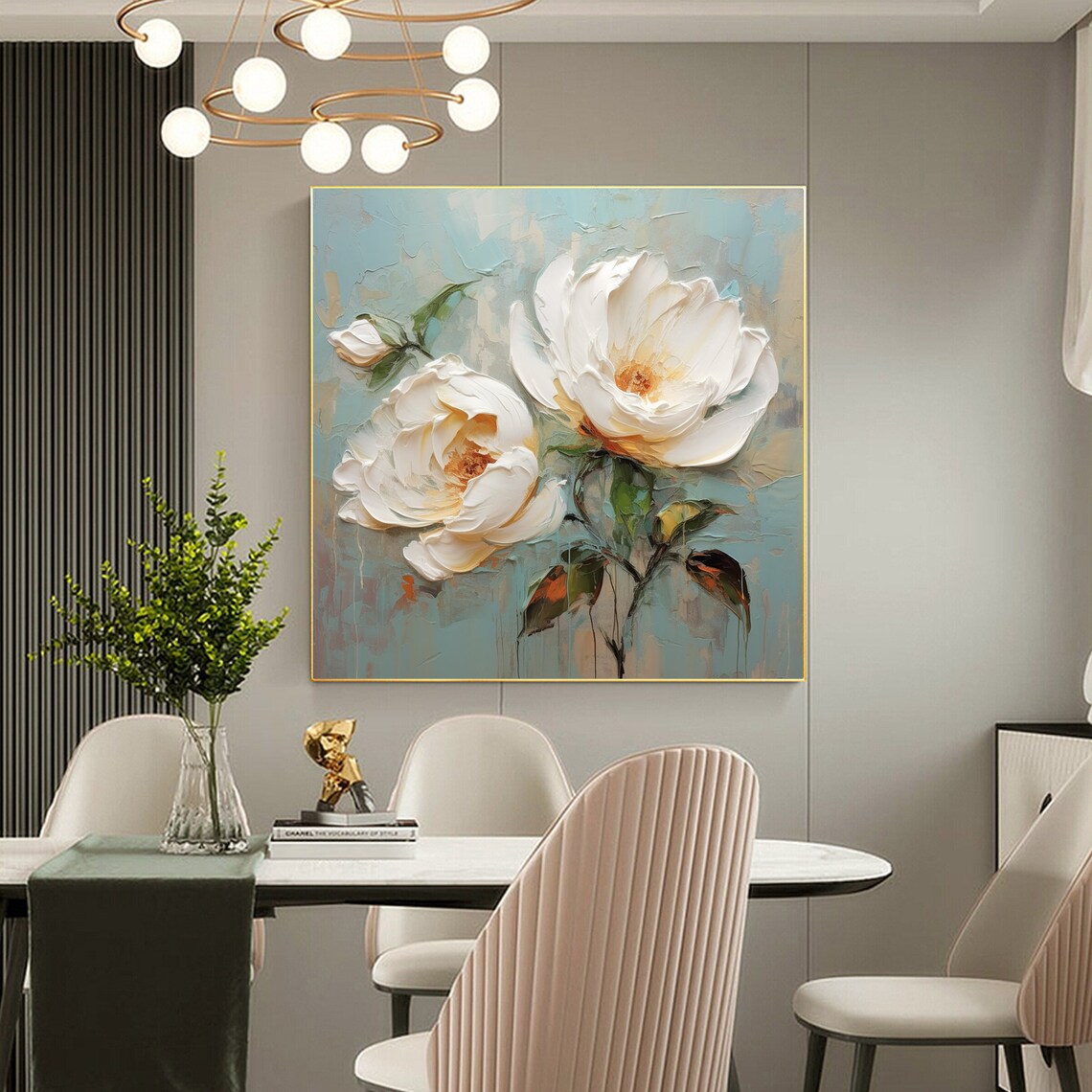 Minimalist Flower Oil Painting, Abstract Floral Art Print - Image 7