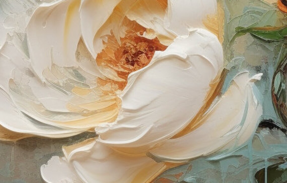 Minimalist Flower Oil Painting, Abstract Floral Art Print - Image 6
