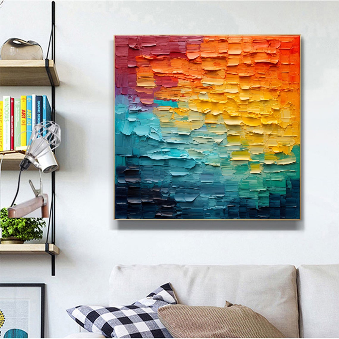 Sunset Gradient Abstract Impasto Textured Oil Painting Poster - Image 2