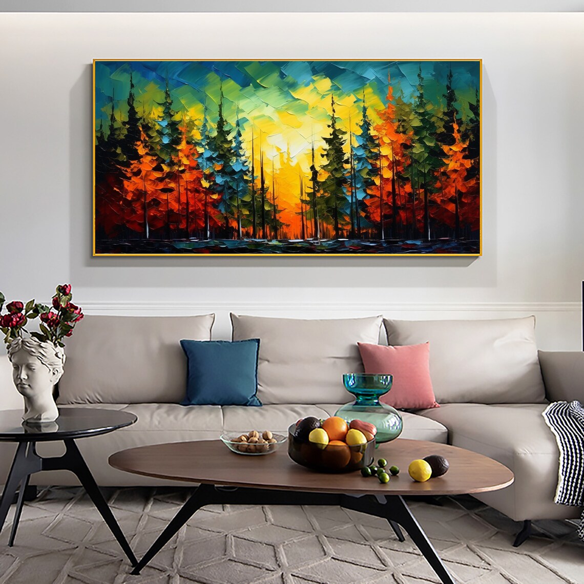 Custom Forest Oil Painting, Colorful Tree Wall Art Print - Image 3