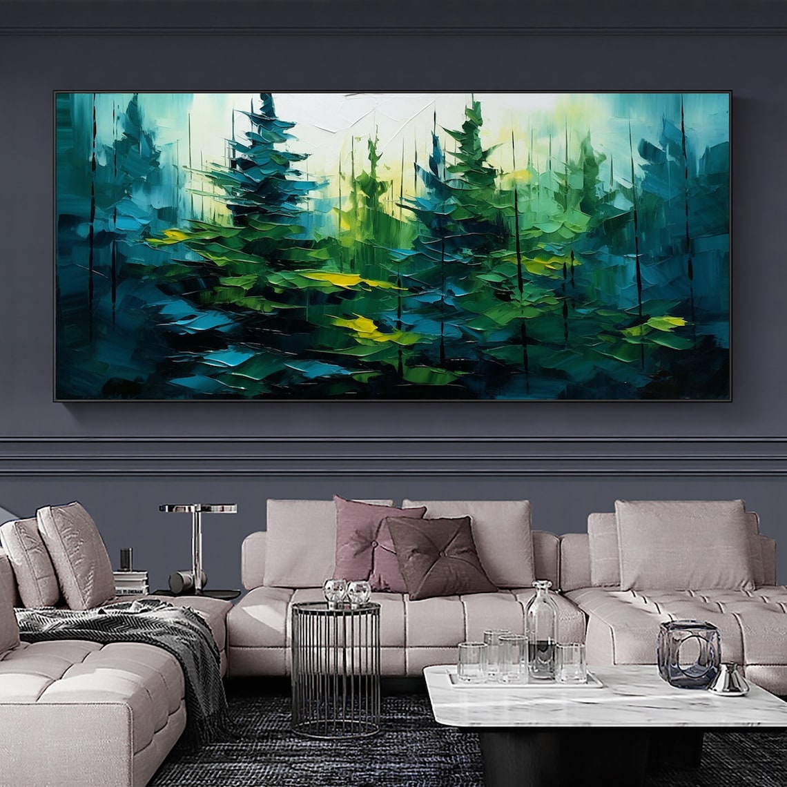 Abstract Forest Oil Painting, Minimalist Wall Art - Image 2