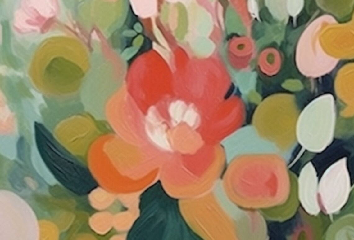 Abstract Green Flowers, Modern Floral Art Print - Image 2