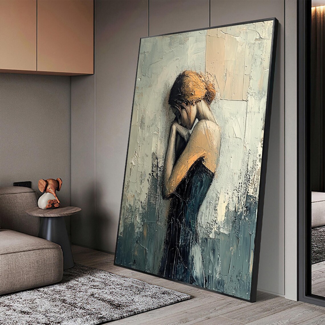 Blonde Girl Abstract Oil-Painting Portrait Art Print - Image 8