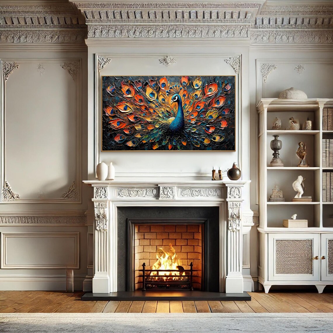 Abstract Peacock Oil Painting, Modern Art Print - Image 2