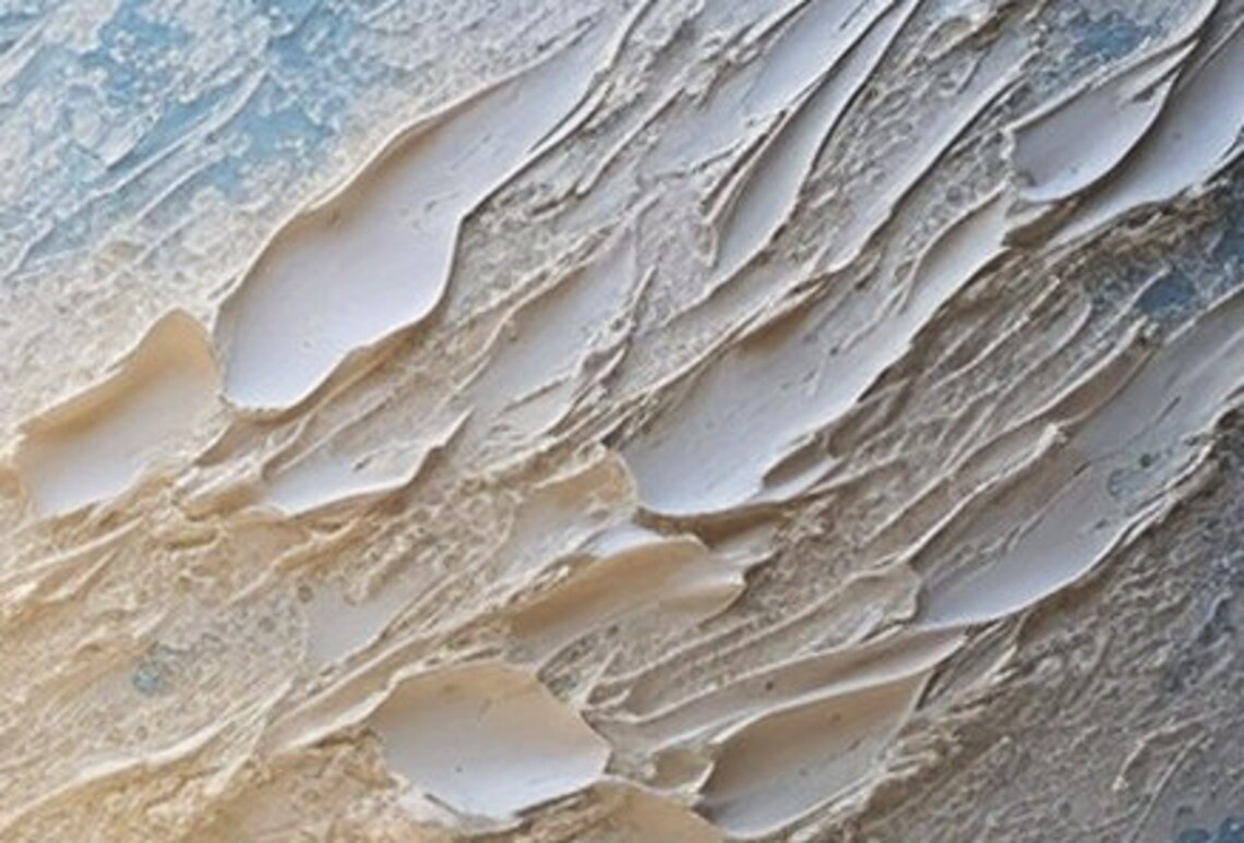 Ocean Wave Foam Abstract in Blue Cream Textured Oil Painting Poster - Image 6