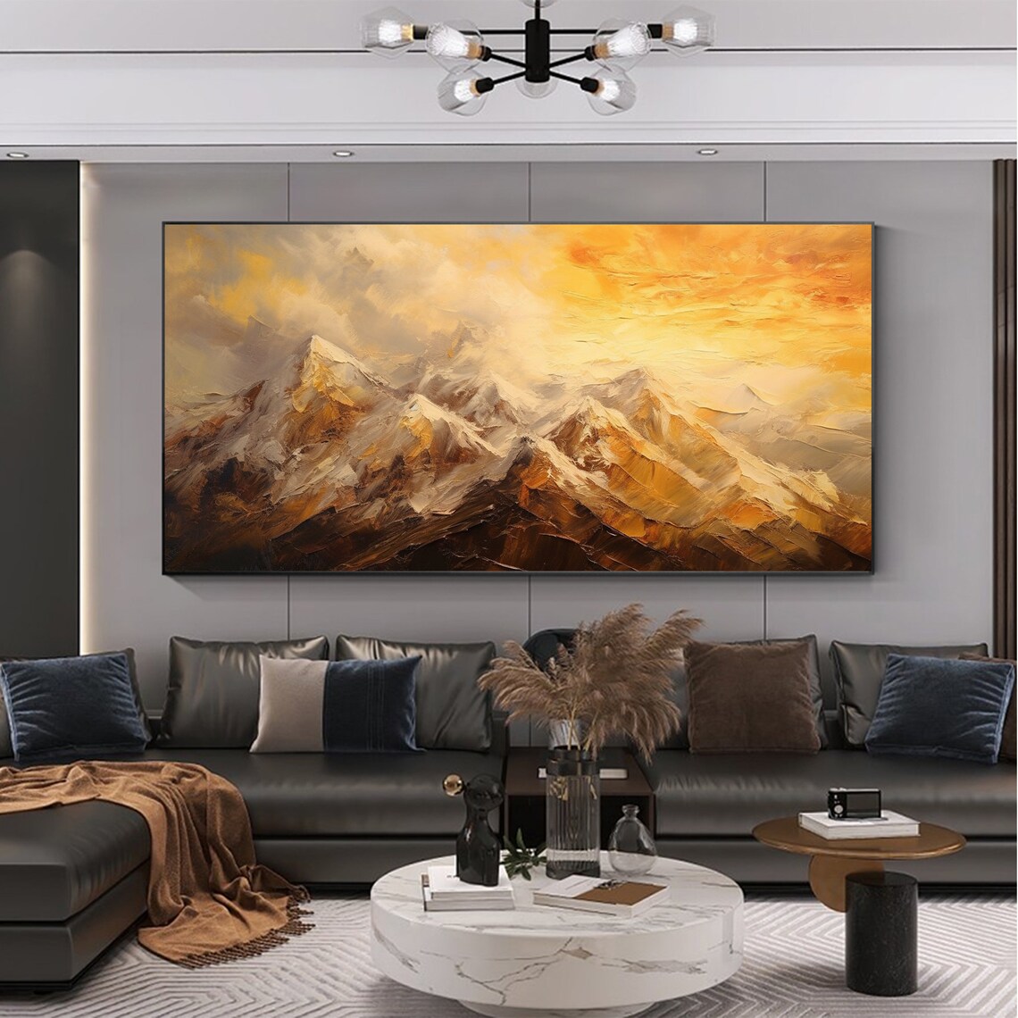 Abstract Golden Mountain Oil Painting Art Print - Image 5