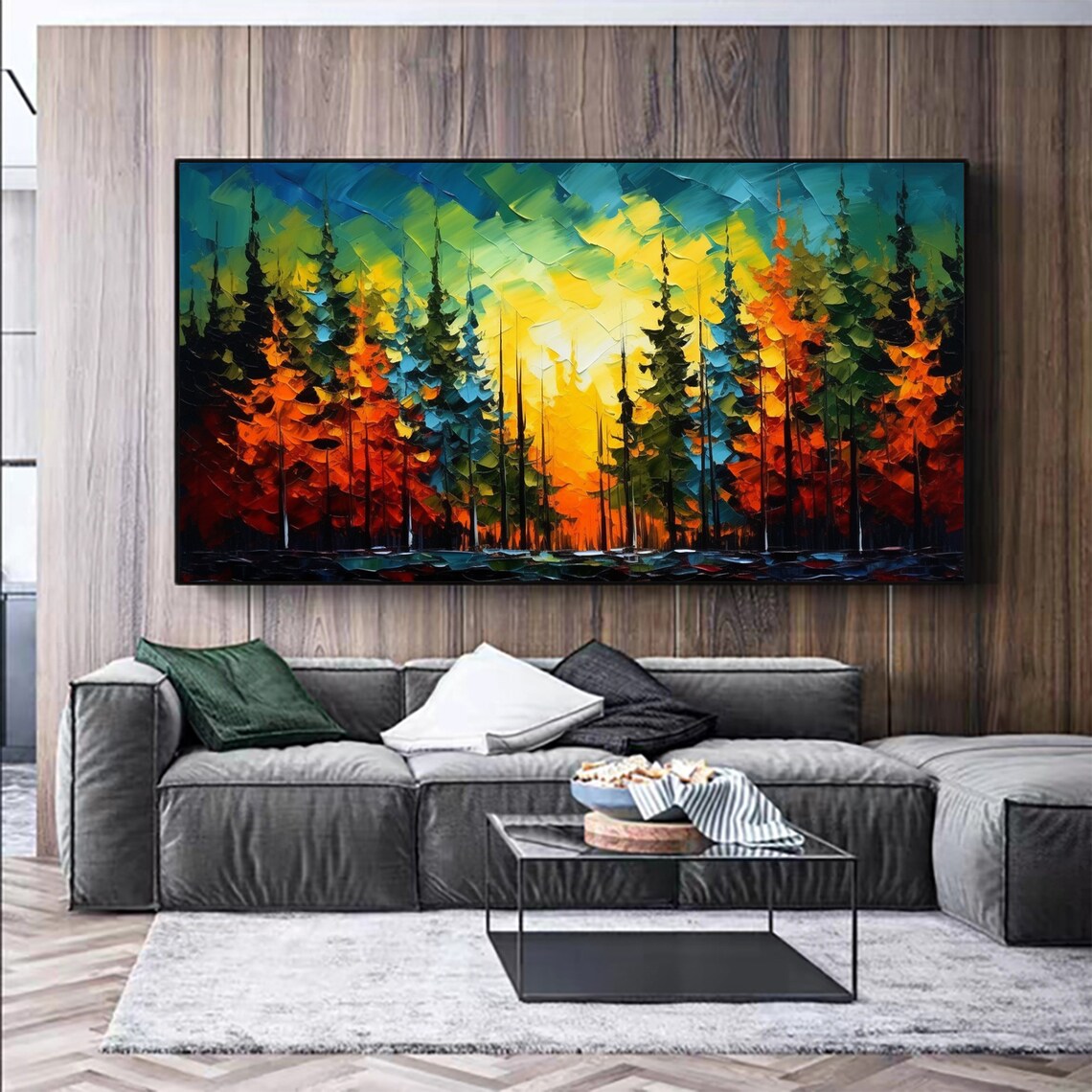 Custom Forest Oil Painting, Colorful Tree Wall Art Print - Image 2