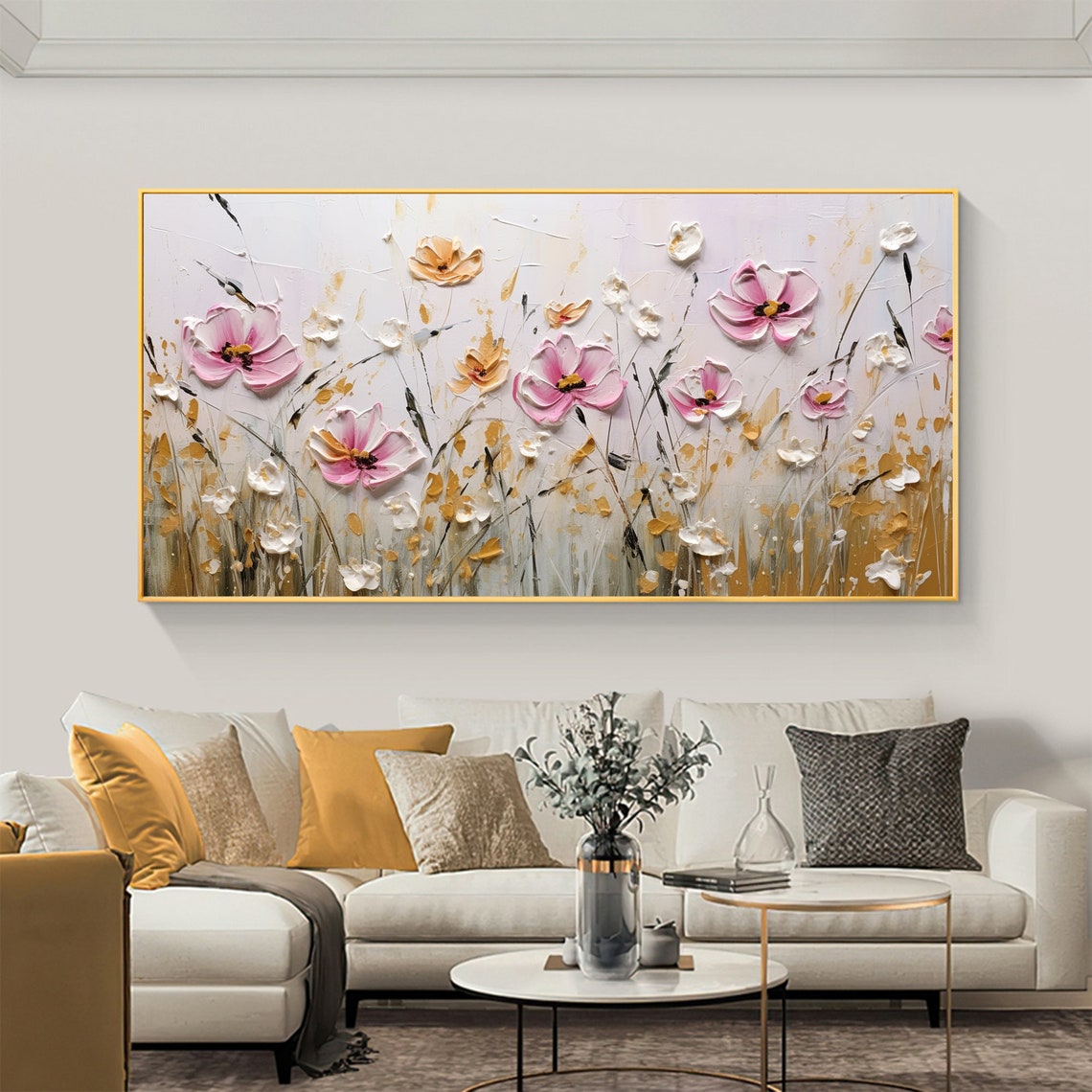 Pink White Wildflower Bloom Field Soft Impasto Floral Poster - Image 8