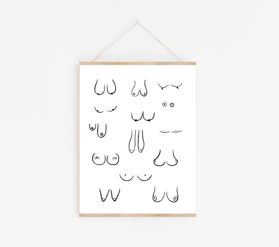 Feminist Body Positive Line Art Breast Shapes Minimalist Poster