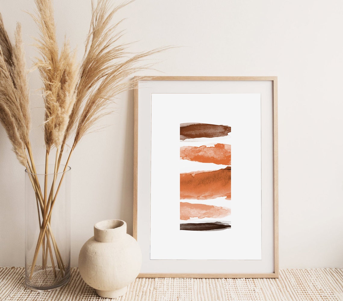 Terracotta Watercolor Brush Stroke Minimalist Abstract Art Poster