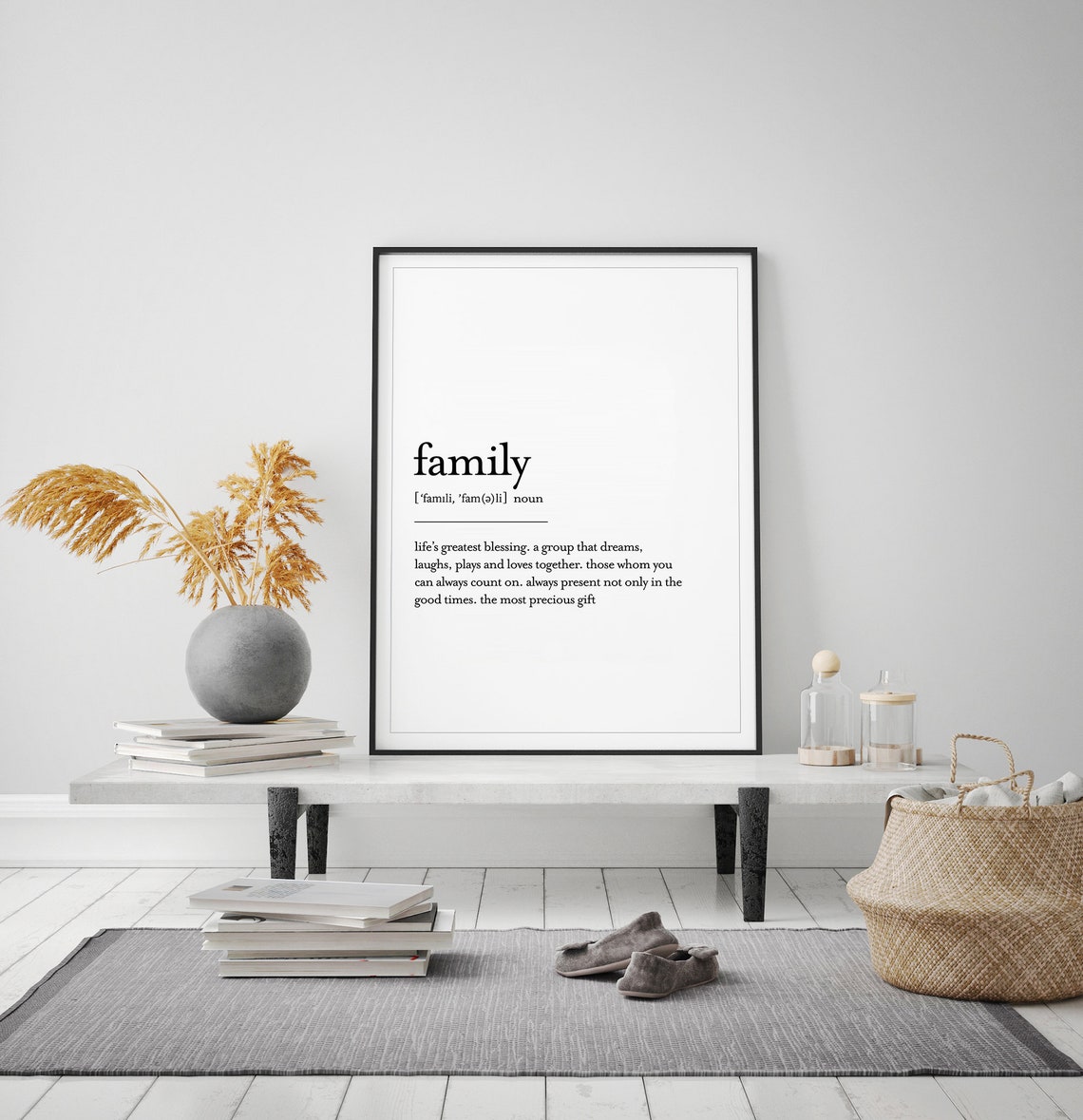 Family Definition Noun Quote Typography Gift for Living Room Poster