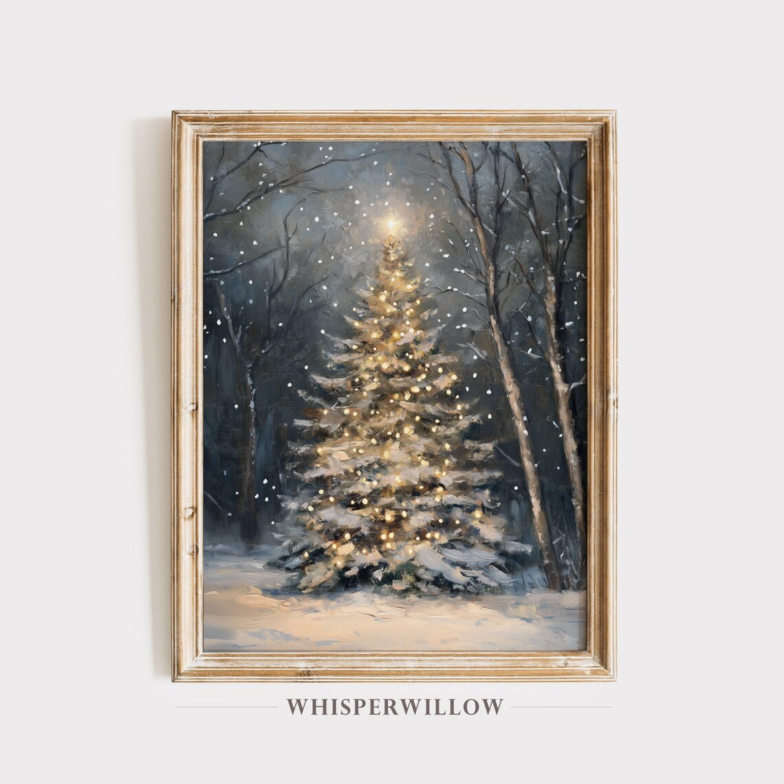 Magical Christmas Tree in Forest, Holiday Wall Art