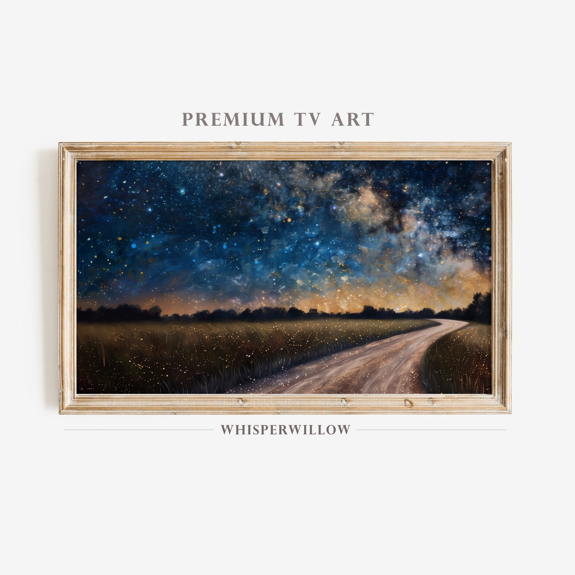 Frame Tv Art Starry Milky Way Landscape Vintage Art Night Sky Nature Decor