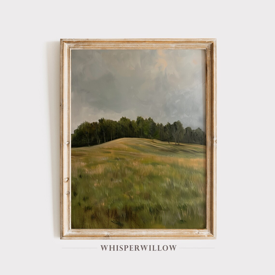 Tree Line Grassy Landscape Muted Colors Antique Country Poster