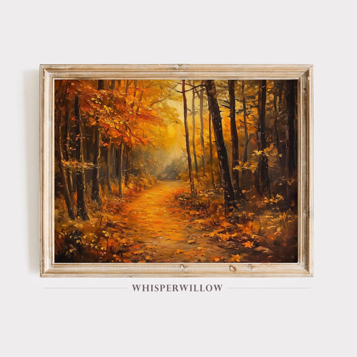 Autumn Orange Glow Forest Pathway Painting Golden Fall Poster
