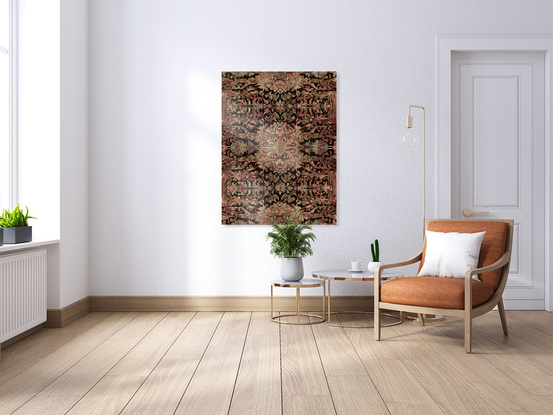 Dark Ornate Persian Rug Pattern Vintage Textile Inspired Art Poster - Image 3