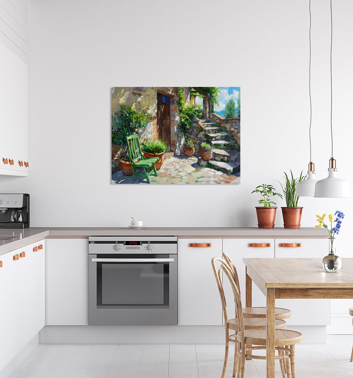 Sunny Tuscan Patio With Terracotta Pots Italian Courtyard Art Poster - Image 4