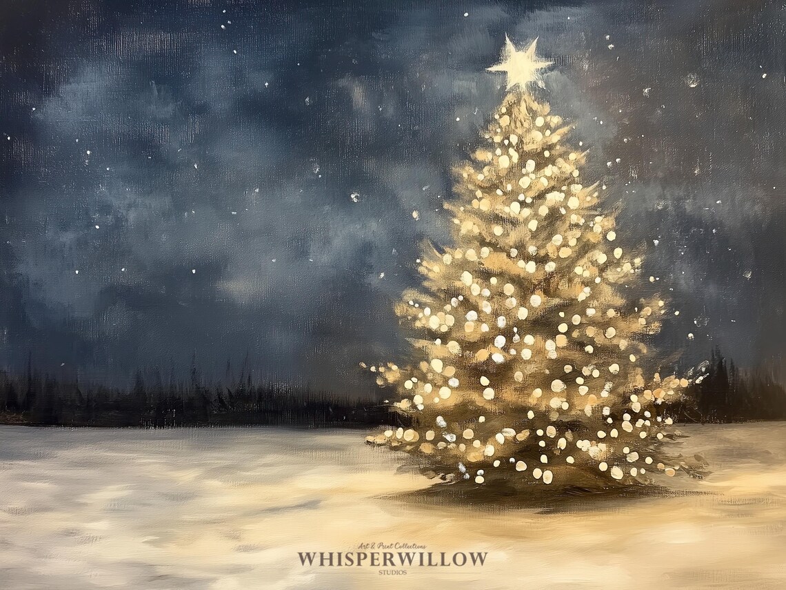 Glowing Christmas Tree Under Starry Sky Art Print - Image 6