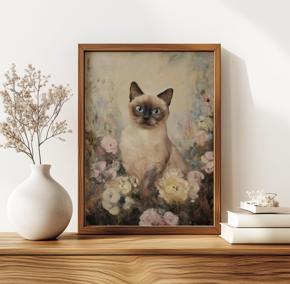 Vintage Siamese Cat Art Print, Elegant Pet Decor - Image 5