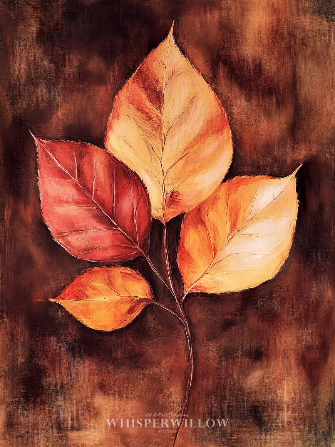Autumn Leaves Branch in Fiery Red and Gold Fall Nature Art Poster - Image 6